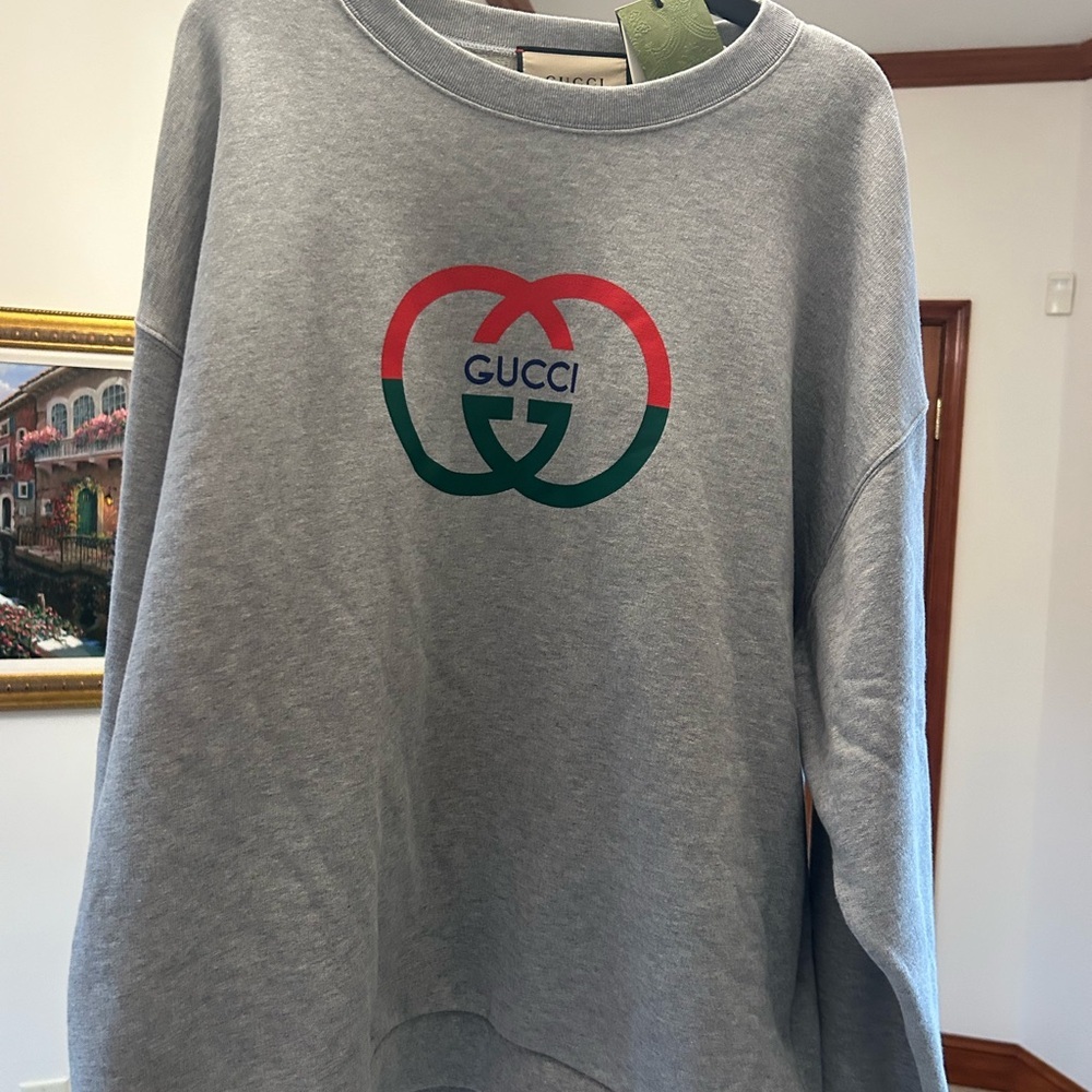 Men's Gucci, interlocking G cotton, crewneck sweatshirt size large made Italy - Picture 2 of 10